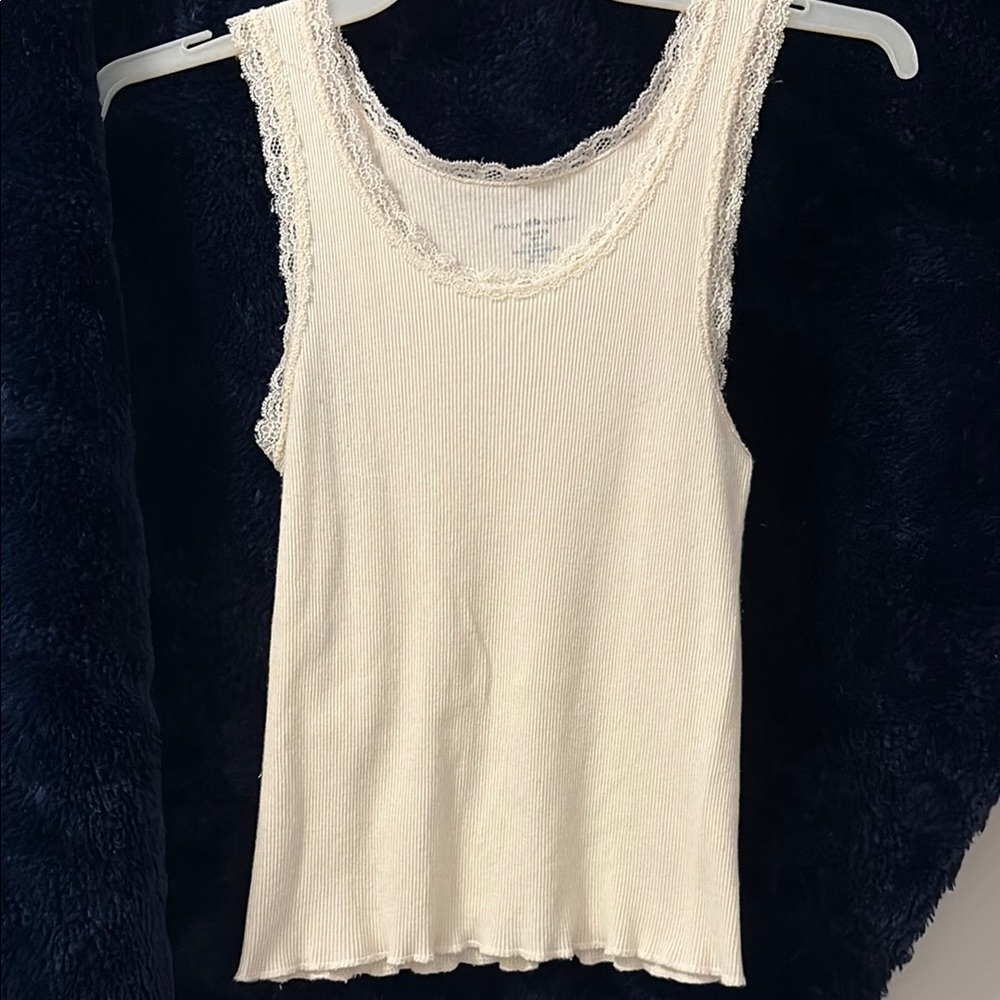 Brandy Melville Cream Ribbed Fitted Camisole